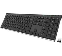 Arteck 2.4G Wireless Keyboard Stainless Steel Ultra Slim Stainless, Black