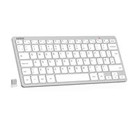 Arteck 2.4G Wireless Keyboard Ultra Slim and Compact Keyboard with Media Hotkeys for Computer Desktop PC Laptop Surface Smart TV and Windows 11/10/8/7, Silver