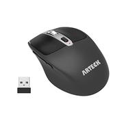 Arteck 2.4G Wireless Mouse with Nano USB Receiver Ergonomic Design Silent Clicking with Side Switch Buttons for Computer/Desktop/PC/Laptop and Windows 10/8/7 Build in Rechargeable Battery Black