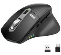 Arteck Multi-Device Wireless Bluetooth Mouse with Nano USB-A, USB-C Receiver Ergonomic Right Hand Silent Clicking Rechargeable Mouse for Computer Desktop PC Laptop Mac iPad and Windows 11/10 iPad OS