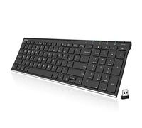 Arteck USB Wireless Keyboard Stainless Steel Ultra Slim Keyboard with Numeric Keypad for Computer/PC/Laptop and Windows 11/10/8 Rechargeable Battery