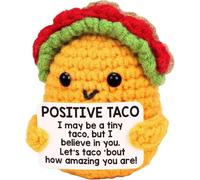 ARTECLIPSE Postive Taco - Handmade Crochet Positive Amigurumi Desk Pet with Encouraging Message Card - Cute Motivational Gift, emotional support, handmade with FREE STAND