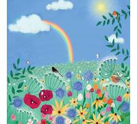 ArtEco Designs Birthday/Blank Card for Women - General Female Card - Artistic Rainbow Flower Field - Eco-Friendly