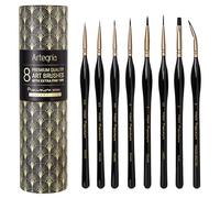 ARTEGRIA Detail Paint Brush Set - 8 Miniature Paint Brushes with Extra Fine Tips, Ergonomic Handle, Angled Spotter for Small Scale Model Art and Paint by Numbers for Adults - Acrylic Watercolor Oil
