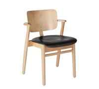 artek Domus Dining Chair Birch w. Black Leather Upholstered Seat