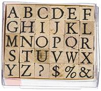 Artemio Stamps Set Alphabet Upper case-1cm, Wood, Small