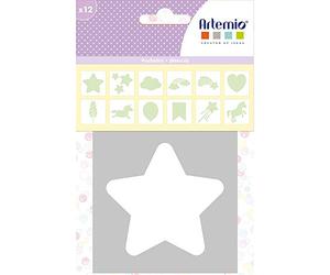 Artemio 12 plastic stencils Rainbow 9 x 9 cm
