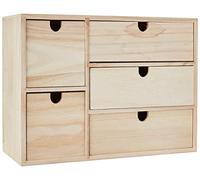 Artemio Wooden Storage Box with Drawers-Beige, 35 x 15 x 26 cm, Wood, Brown