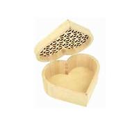 Artemio Openwork Heart Box, Wood, Beige, 16 x 14 x 7 cm