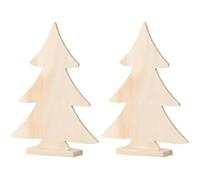 Artemio 20 cm Wooden Christmas Tree on Foot, Beige (Pack of 2)