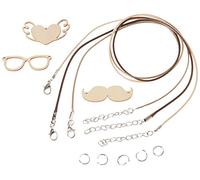 Artemio 3 Wooden Pendants Moustache, Glasses and heart-4cm