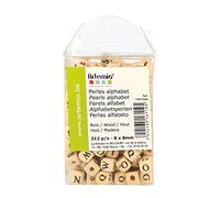 Artemio 8 x 8 mm Alphabet Wooden Square Beads, Set of 312, Beige
