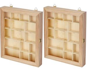 Artemio Display case, Wood, Beige, 23 x 28 x 4 cm (Pack of 2)