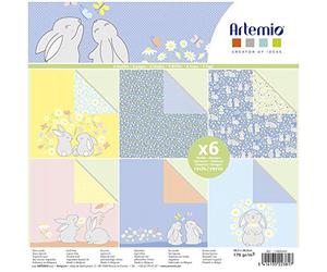 Artemio Easter Rabbits Paquerettes - 30.5 x 30.5 cm ScrapBooking Paper 6 Sheets