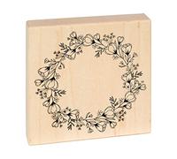 Artemio Good Vibes Wooden Stamp Flower Wreath 10 cm x 10 cm