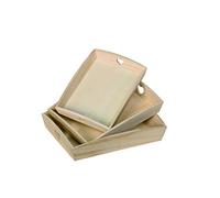 Artemio Set 3 Tray Wooden Heart Decoration, Beige, 35 x 27 cm