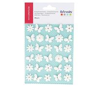 Artemio Set of 30 Glitter Butterfly and Flower, White, Paper, 19 x 11.5 x 0.5 cm