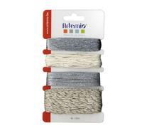 Artemio Set of 4 Decorative String, Synthetic, Silver, 10 x 1 x 16.5 cm