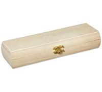 Artemio Unfinished Wood Curved Pencil Box with Brass Clasp