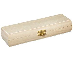 Artemio Unfinished Wood Curved Pencil Box with Brass Clasp