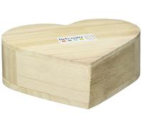 Artemio Wooden Heart Box with Flip Top Lid, 15, Beige