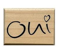 Artemio Wooden Stamp B Text Oui with Heart, 2.6 x 2.5 x 3.6 cm