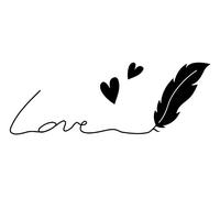 Artemio Wooden Stamp C Text Love with quill, 2.6 x 2.5 x 5.7 cm