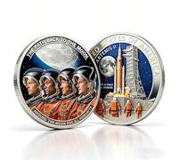 Artemis 2 Coin, Artemis Challenge Coin, Double-Sided Space Collectible Souvenir, Around The Moon Display Keepsake Gift for Astronomy Enthusiasts and Collectors, 40*2.7mm, 30g (A)