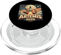 Artemis 2026 Rocket Launch Moon Mission USA Flag PopSockets PopGrip for MagSafe