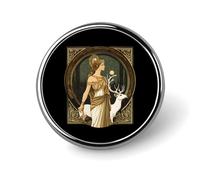 Artemis Goddess Greek Mythology Round Lapel Pin Brooches Badge Holder for Clothes Bags Backpack Hats