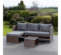 Aleria Left Hand Facing Rattan Corner Sofa and Table Artemis Home Grey One Size