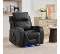 Artemis Home Byron Electric Riser Recliner with Massage, Heat, Drink Cooler, Table in Black | Size: Armchair Artemis Home Black Armchair