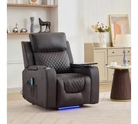 Artemis Home Byron Electric Riser Recliner with Massage, Heat, Drink Cooler, Table in Brown | Size: Armchair Artemis Home Brown Armchair