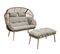 Artemis Home Cocona 2 Seat Standing Egg Chair & Stool in Light Brown Artemis Home Light Brown