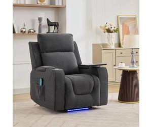 Artemis Home Cowley Electric Riser Recliner Chair with Massage, Heat & Cup Cooler in Dark Grey | Size: Armchair Artemis Home Dark Grey Armchair