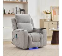 Artemis Home Cowley Electric Riser Recliner Chair with Massage, Heat & Cup Cooler in Light Grey | Size: Armchair Artemis Home Light Grey Armchair