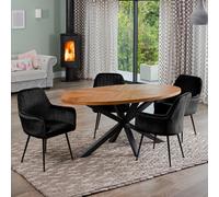 Artemis Home Dosenna Oval Dining Table Set with 4 Carrara Velvet Chairs in Black Artemis Home Black