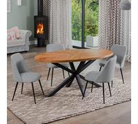 Artemis Home Dosenna Oval Dining Table Set with 4 Morandi Fabric Chairs in Grey Artemis Home Grey