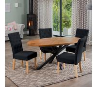 Artemis Home Dosenna Oval Dining Table Set with 4 Pienza Fabric Chairs in Black Artemis Home Black