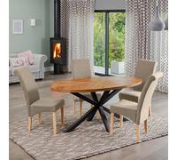 Artemis Home Dosenna Oval Dining Table Set with 4 Rimini Fabric Chairs in Brown Artemis Home Brown