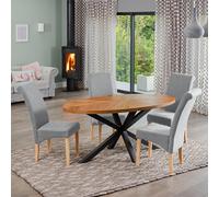 Artemis Home Dosenna Oval Dining Table Set with 4 Rimini Fabric Chairs in Grey Artemis Home Grey