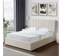 Artemis Home Evelynne Fabric 135cm Double Ottoman Bed Frame with Storage in Beige Artemis Home Beige Double