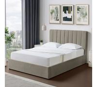 Artemis Home Evelynne Fabric 135cm Double Ottoman Bed Frame with Storage in Light Brown Artemis Home Light Brown Double