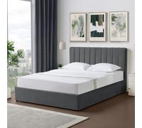 Artemis Home Evelynne Fabric 150cm Kingsize Ottoman Bed Frame with Storage in Dark Grey | Size: King Artemis Home Dark Grey King