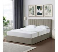 Artemis Home Evelynne Fabric 150cm Kingsize Ottoman Bed Frame with Storage in Light Brown | Size: King Artemis Home Light Brown King