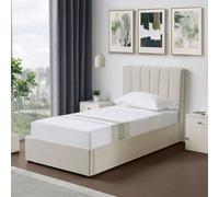 Artemis Home Evelynne Fabric 90cm Single Ottoman Bed Frame with Storage in Beige Artemis Home Beige Single