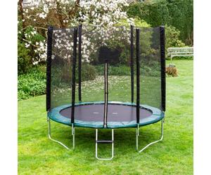 Artemis Home Kanga 8Ft Or 244Cm Round Outdoor Trampoline With Green Padding, Safety Enclosure And Ladder