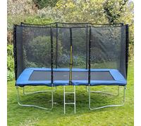 Kanga 8X12Ft Or 366Cm X 244Cm Rectangular Trampoline With Blue Coloured Padding, Safety Net Enclosure And Ladder