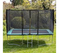 Kanga 8X12Ft Or 366Cm X 244Cm Rectangular Trampoline With Green Coloured Padding, Safety Net Enclosure And Ladder