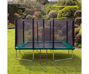 Artemis Home Kanga 8X12Ft Or 366Cm X 244Cm Rectangular Trampoline With Green Coloured Padding, Safety Net Enclosure And Ladder